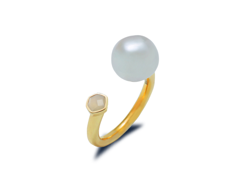 MoonLight Pearl Ring Gold