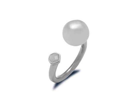 MoonLight Pearl Ring Silver