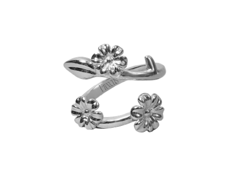 Flower Nail Ring Silver
